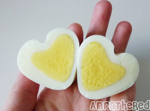 Heart shaped hard boiled egg